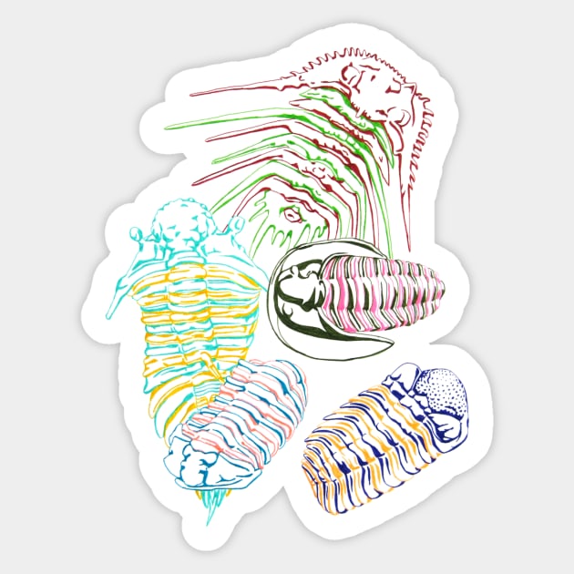 Silurian and Devonian Era Trilobites Sticker by RaLiz